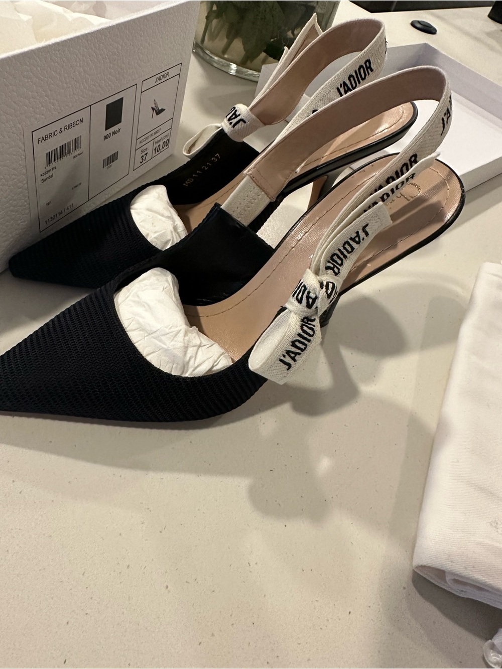 Dior Black Pointed Slingback Pump with J'Adior Ribbon - Picture 3 of 8
